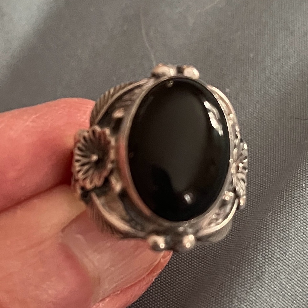Native American Black Onyx Ring Size 8